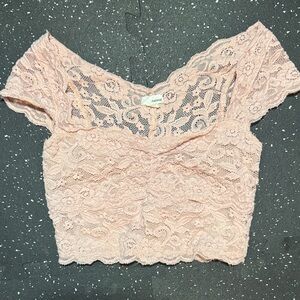 Garage Lace Crop Top in Light Pink